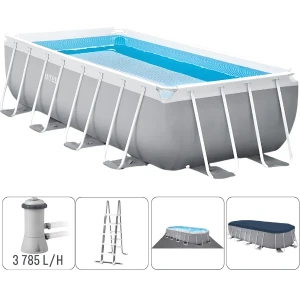 Intex piscină prism frame rectangular 488x244x107cm, 10874l, cadru metalic