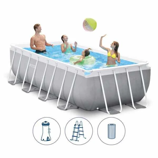 Intex бассейн prism frame rectangular 400x200x100cm, 6836л, металлический каркас 5