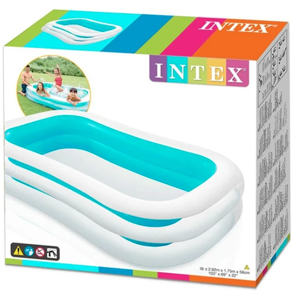 Intex семейный надувной бассейн 262x175x56 см, 770 л, 6+ 3