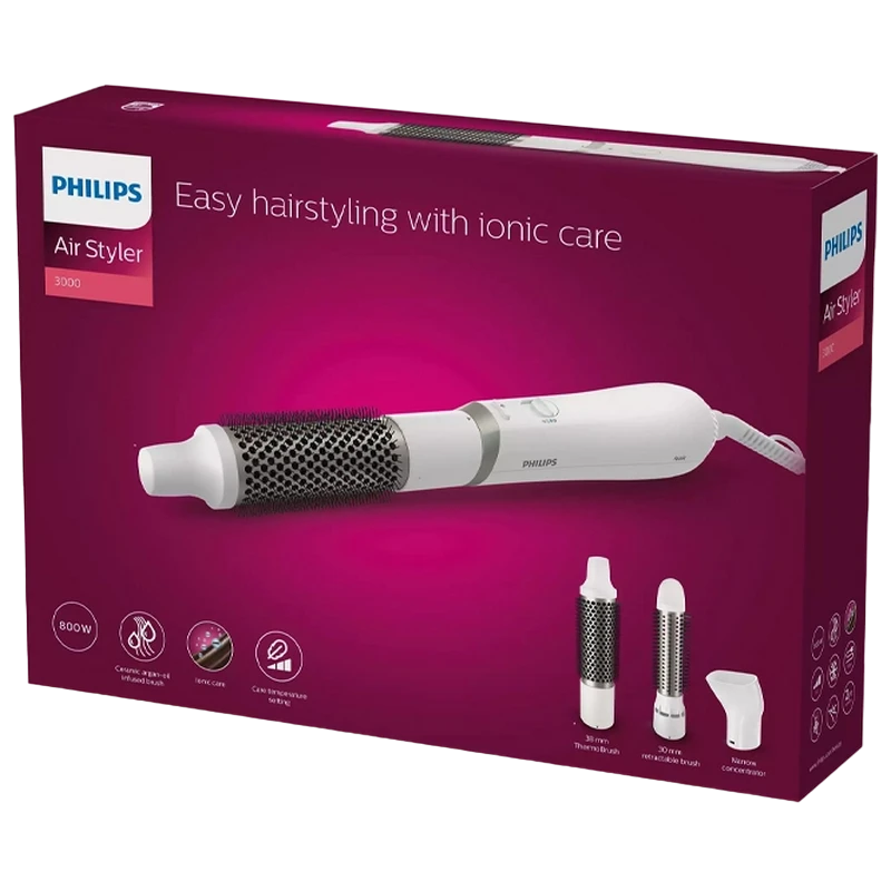 Uscător de păr-perie philips bha303/00, 800w, alb 5