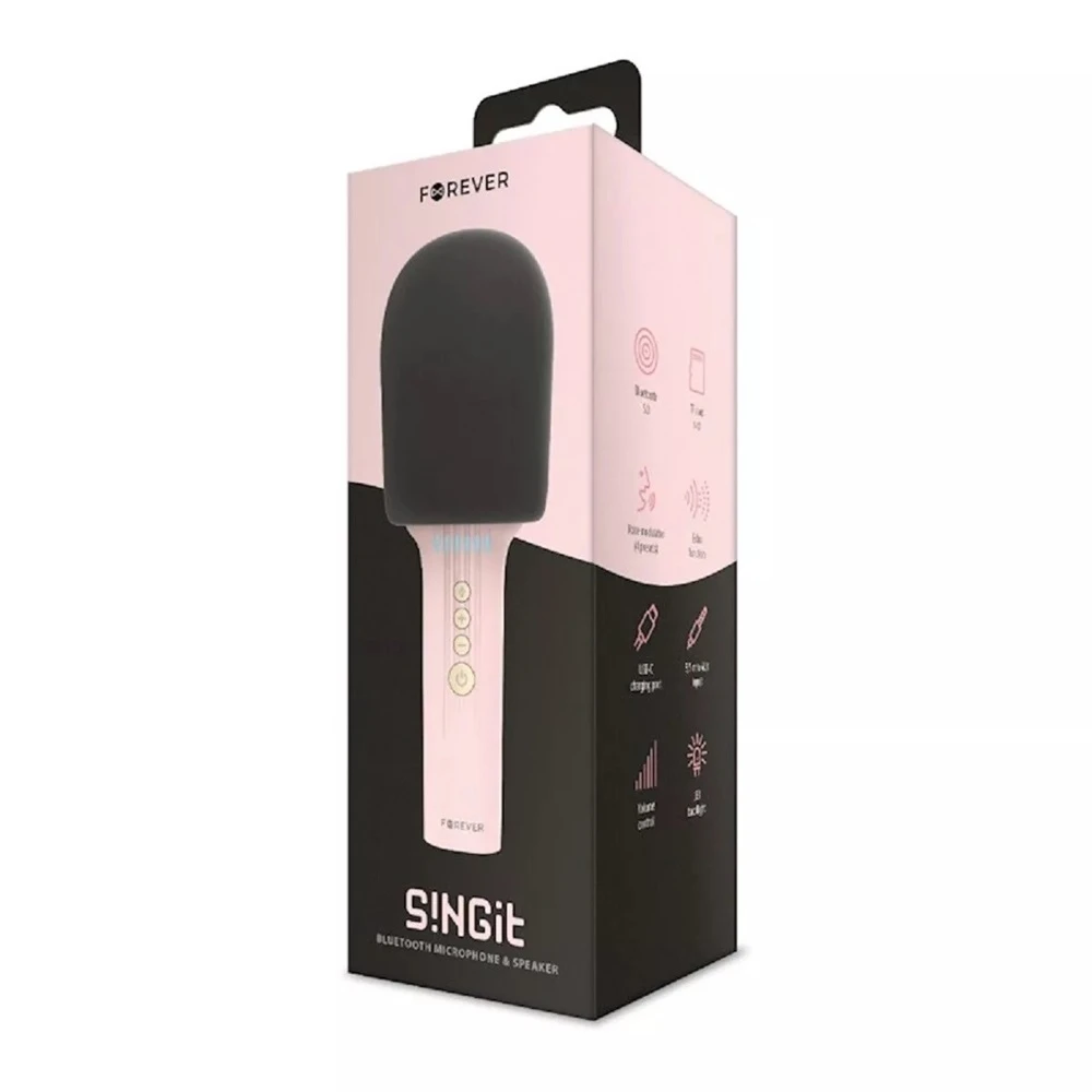 Forever bluetooth microphone with speaker bms-500, pink 2