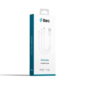 Ttec cable usb 3in1 to micro-usb+type-c+lightning trio 2.1a,1.2m, black Thumbnail 3