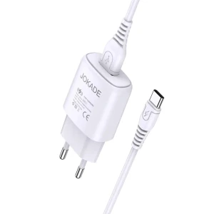 Jokade wall charger with cable usb to type-c single port 3a kaer, white