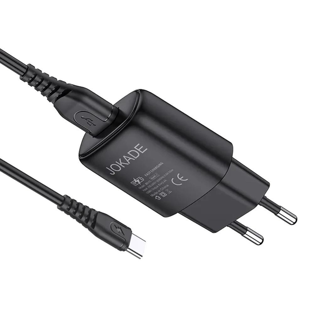 Jokade wall charger with cable usb to type-c single port 3a kaer, black 2