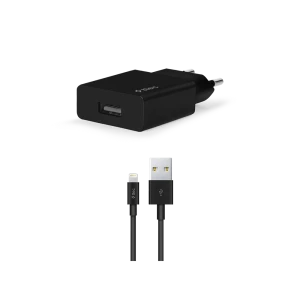 Ttec wall charger with cable usb to lightning 2.4a (1.2m) smart travel, black 