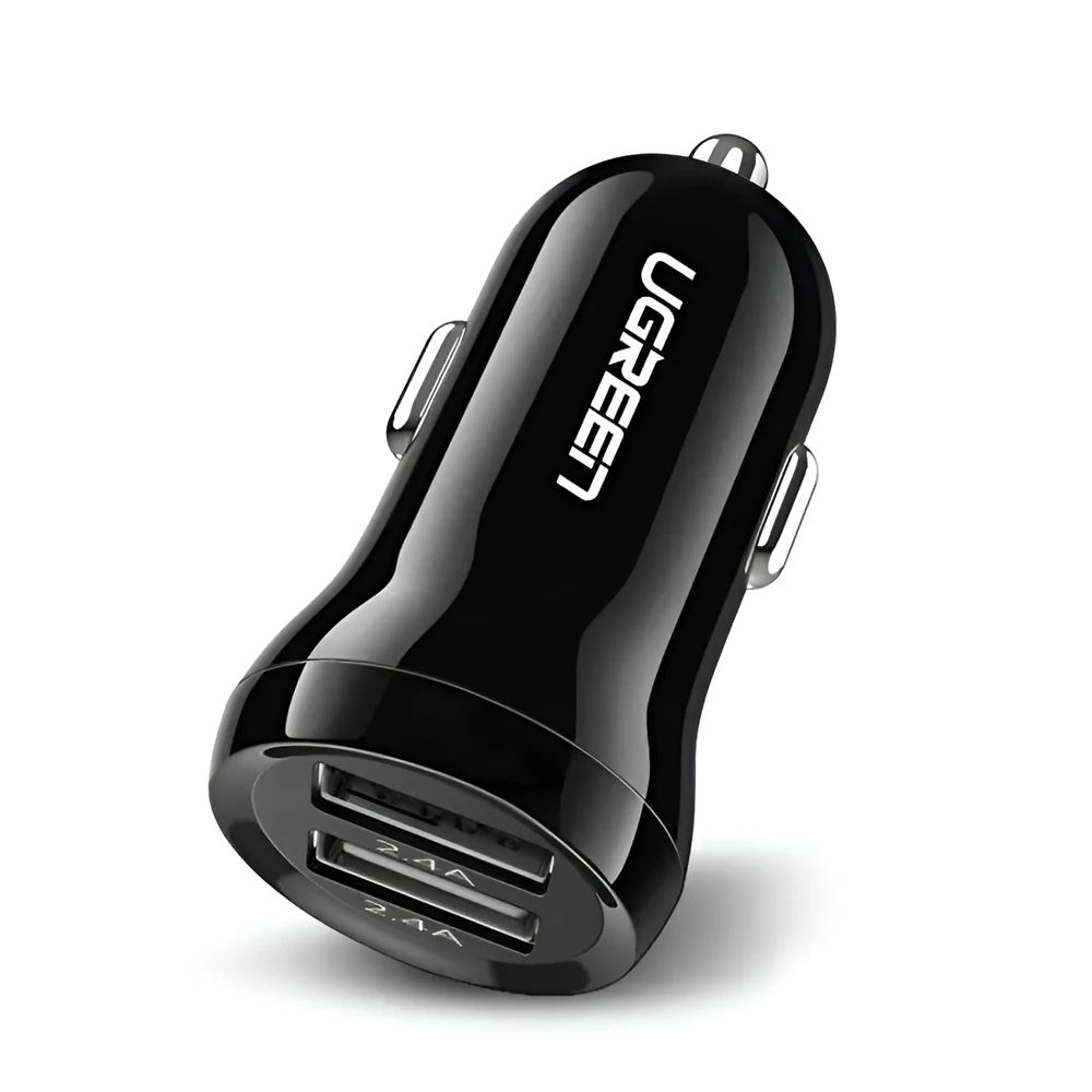 Ugreen car charger 2*usb 24w 4.8a, black 2