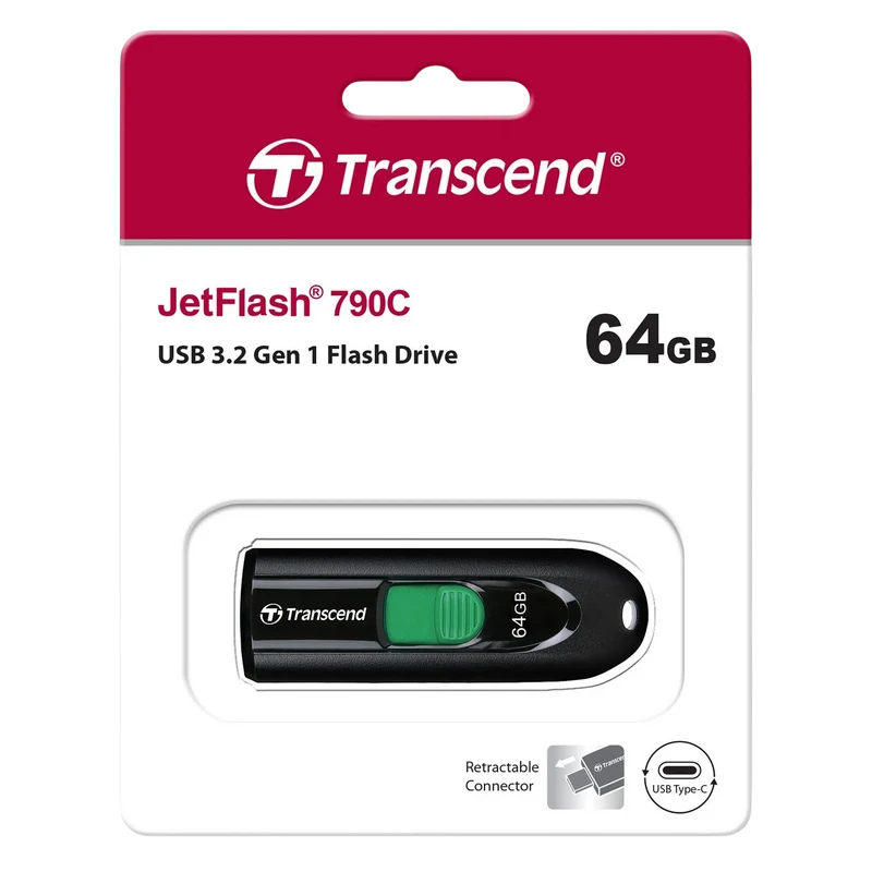 Usb flash накопитель transcend jetflash 790c, 64гб, чёрный 4