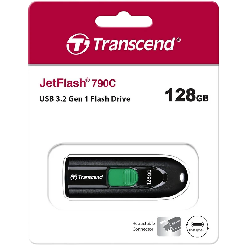 Memorie usb transcend jetflash 790c, 64gb, negru 3