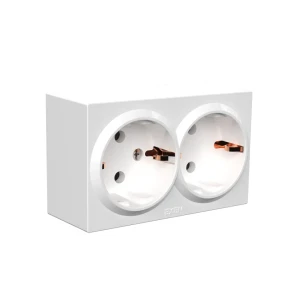 Priză dublă axis 16 a 220 - 240 v alb exen elektrik