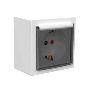 Priză cu obturator și capac axis 16 a 220 - 240 v alb exen elektrik