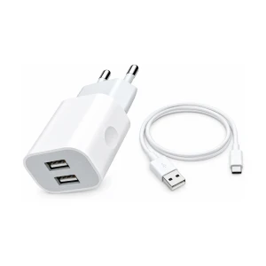 Jokade wall charger with cable usb to type-c dual port 5a yiyue, white Thumbnail 1