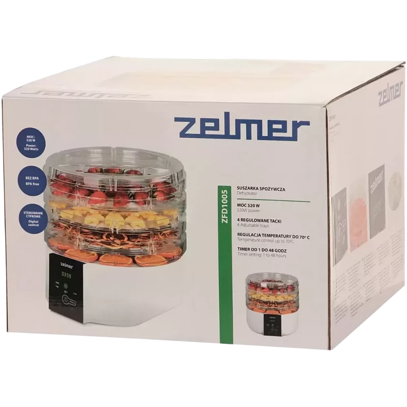 Сушилка для фруктов zelmer zfd1005, белый 4
