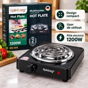 Plită electrică rainberg rb-555, 1200 w, 1 arzător Thumbnail 2