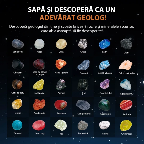Set educativ „roci și minerale din întreaga lume” 6