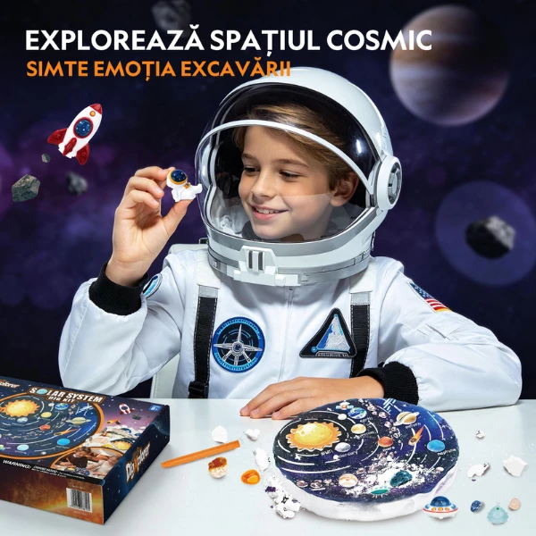 Set stem pentru excavare „sistemul solar”, 8 minerale și 4 figurine 7