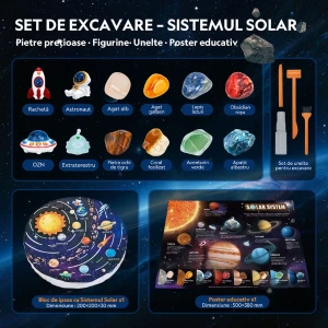 Set stem pentru excavare „sistemul solar”, 8 minerale și 4 figurine Thumbnail 6