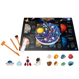 Set stem pentru excavare „sistemul solar”, 8 minerale și 4 figurine Thumbnail 2