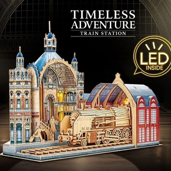 Puzzle 3d „gară feroviară” cu iluminare led, 255 elem. 4