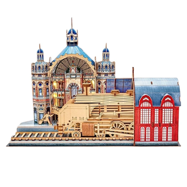 Puzzle 3d „gară feroviară” cu iluminare led, 255 elem. 2