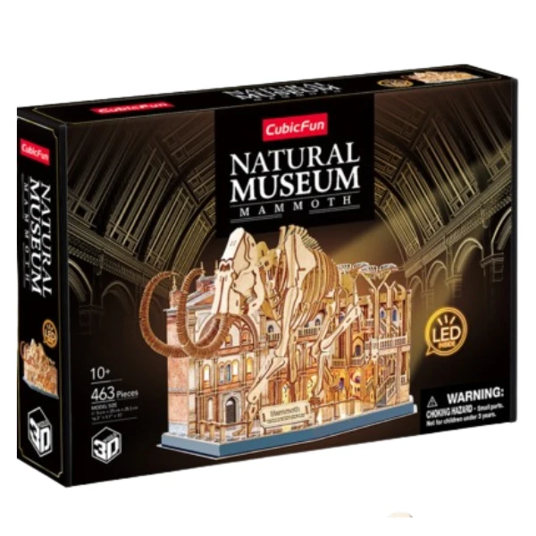 3d puzzle "muzeul de științe naturale – mamut" cu iluminare led, 463 elem. 3