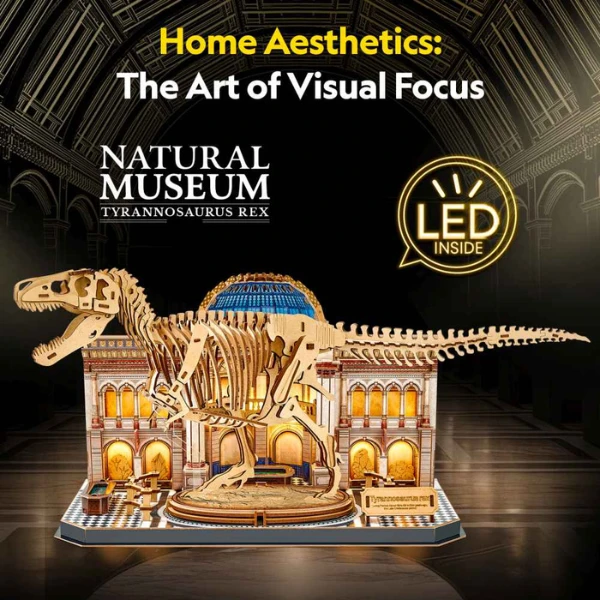 3d puzzle "muzeul de științe naturale – tyrannosaurus rex" cu iluminare led, 262 elem. 4