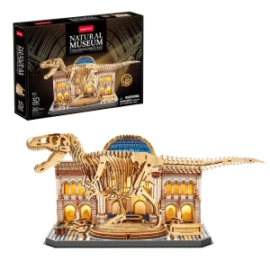 3d puzzle "muzeul de științe naturale – tyrannosaurus rex" cu iluminare led, 262 elem.