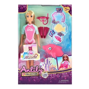#01 păpușă înotătoare cu delfin și accesorii, 29 cm Thumbnail 3