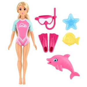 #01 păpușă înotătoare cu delfin și accesorii, 29 cm Thumbnail 2