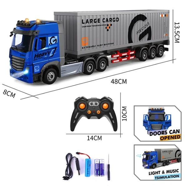 #01 camion cu telecomandă și container 1:24, cu efecte luminoase și sonore 4