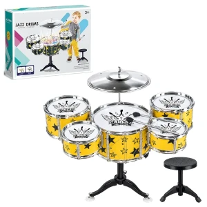 #01 set de tobe pentru copii jazz drums cu scăunel, 58 cm