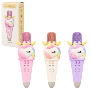 #01 microfon karaoke pentru copii „unicorn”, 21 cm, 3 culori