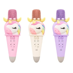 #01 microfon karaoke pentru copii „unicorn”, 21 cm, 3 culori Thumbnail 2