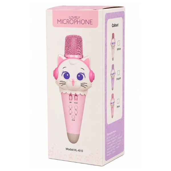 #01 microfon karaoke pentru copii „pisicuță”, 21 cm, 3 culori 3