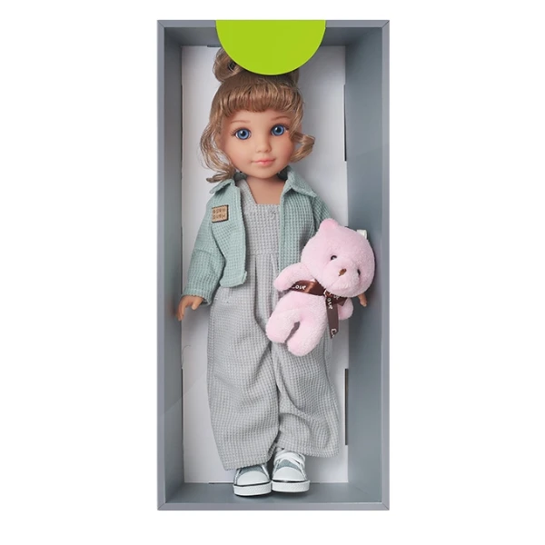#01 păpușă cu ursuleț de pluș și ținută casual, 35 cm 3