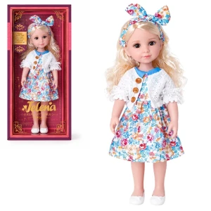 #01 păpușă "jelena" în rochie cu imprimeu floral, 38 cm