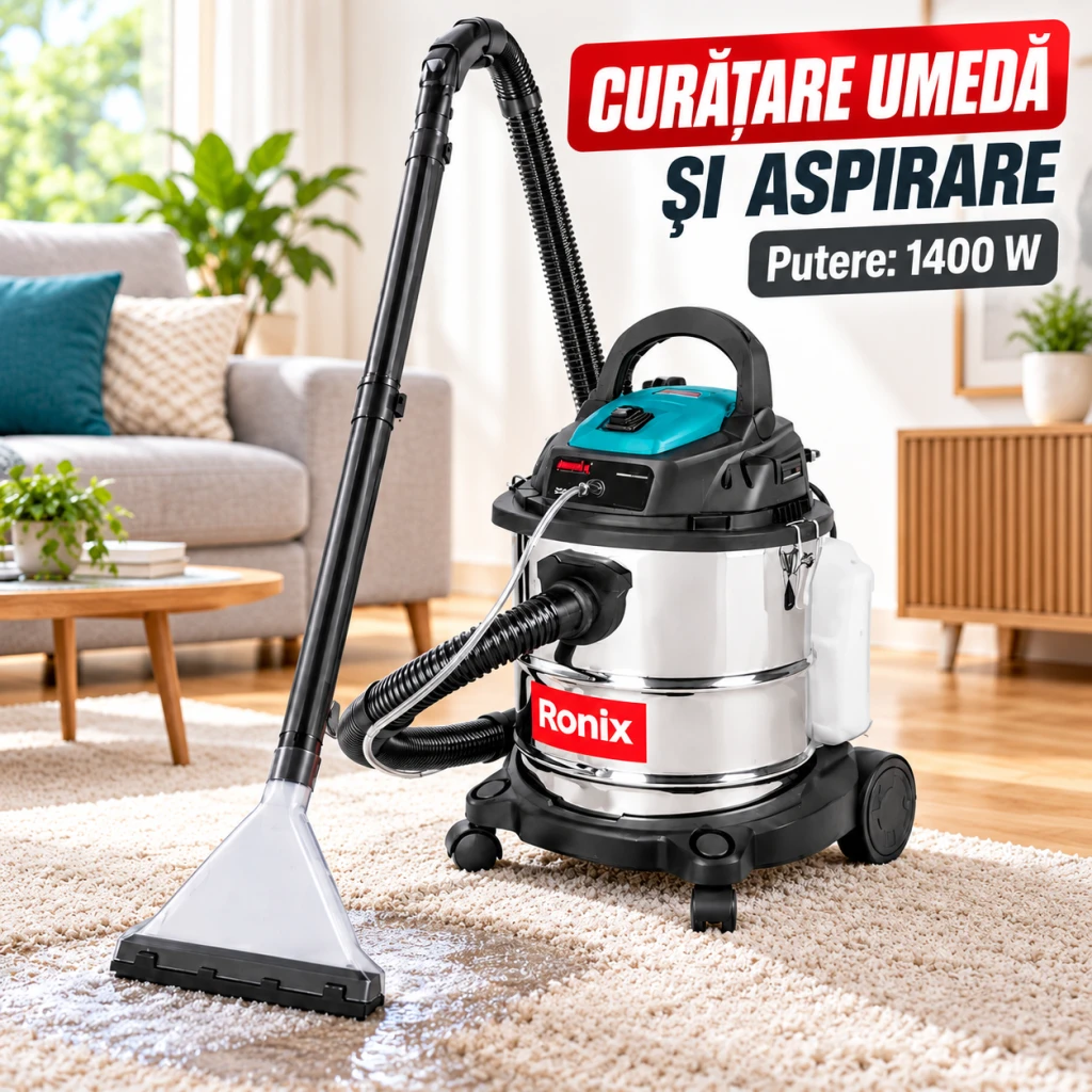 Aspirator cu functie de spalare ronix 1250 1400w 180mbar 20l 2