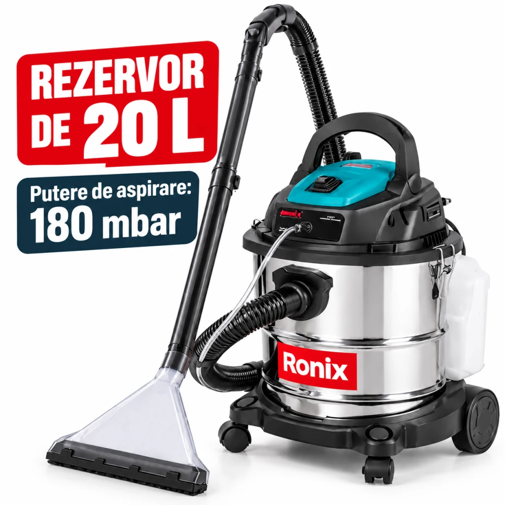 Aspirator cu functie de spalare ronix 1250 1400w 180mbar 20l 3