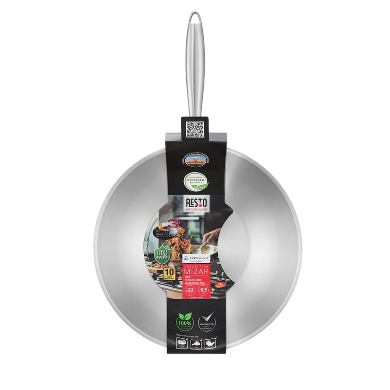 Tigaie wok resto 95037, 32cm, oțel inoxidabil 3