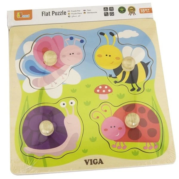 Puzzle din lemn cu buton „insecte” 2