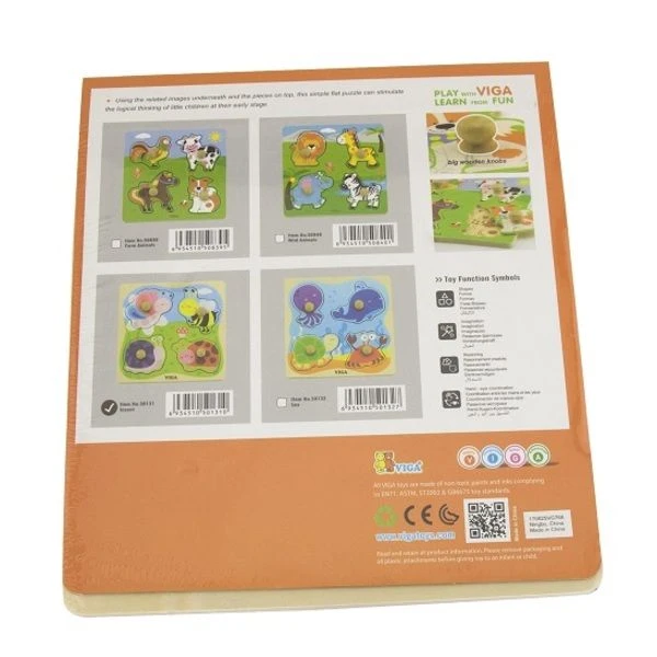 Puzzle din lemn cu buton „insecte” 3