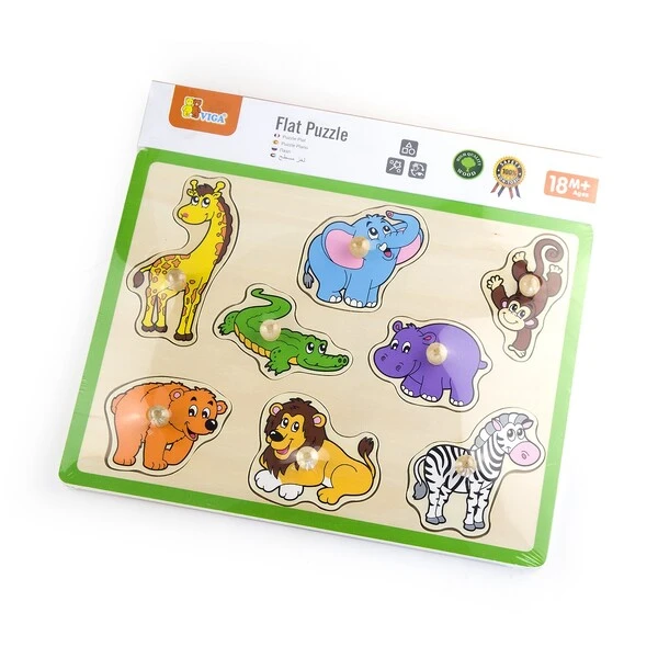 Puzzle din lemn cu buton „animale sălbatice" 8 elem. 3
