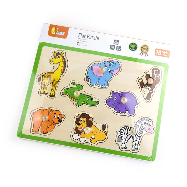 Puzzle din lemn cu buton „animale sălbatice" 8 elem. 4