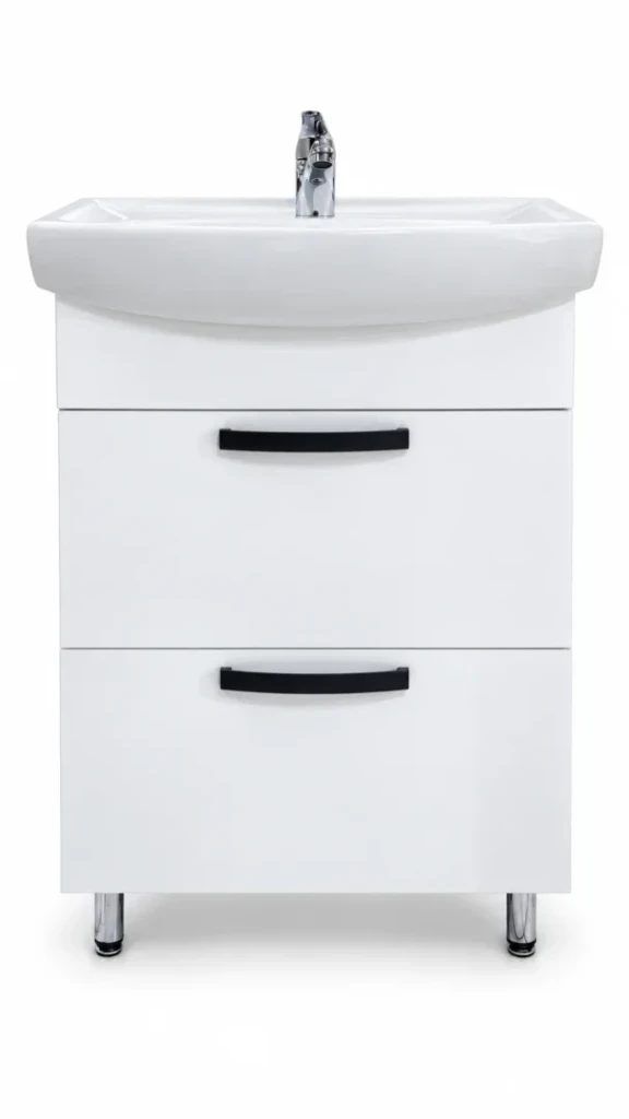 Dulap baie agat alb- antracit (cl) cu 2 sertare – 600mm 2