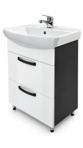Dulap baie agat alb- antracit (cl) cu 2 sertare – 600mm