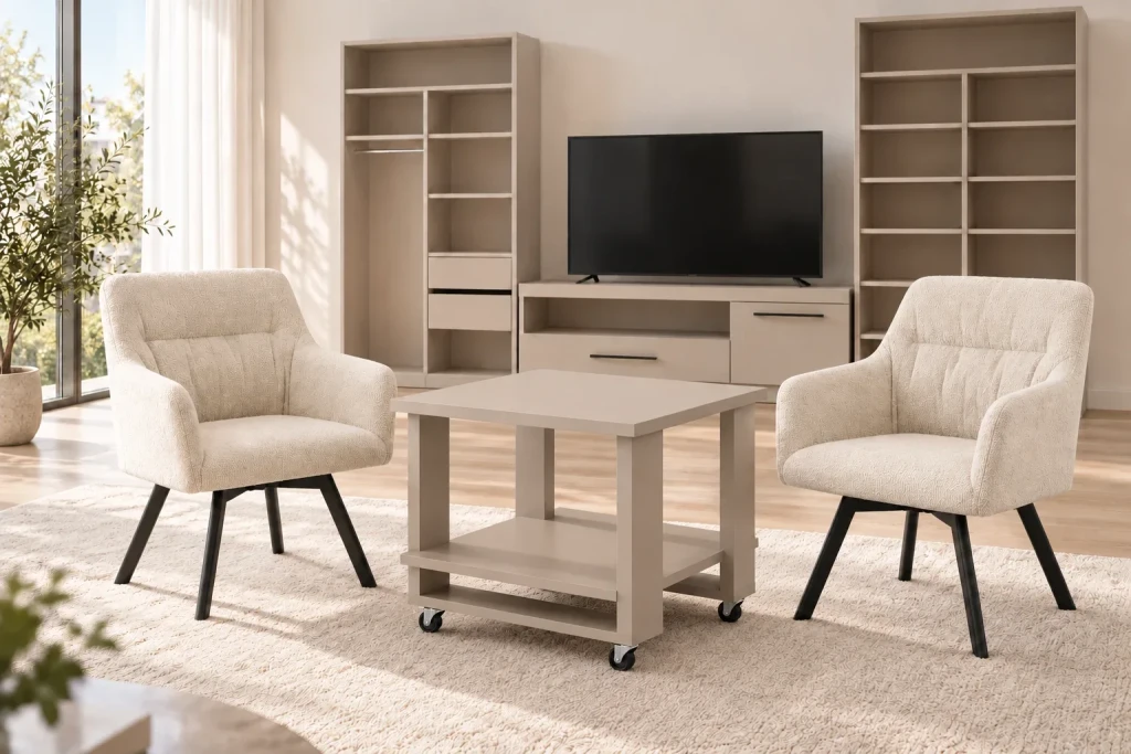 Scaun napoli bej textil 360° rotire 2