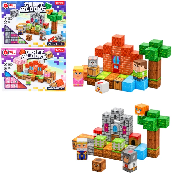 Constructor magnetic „craftblocks”, 48 de piese, 2 modele 4