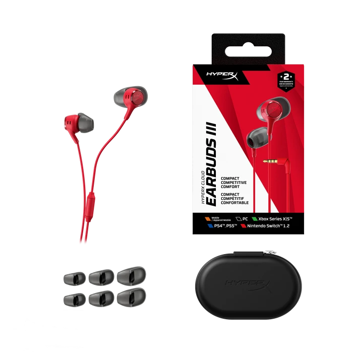 Гарнитура для мобильных телефонов hyperx cloud earbuds iii, проводной аналоговый, красный 8