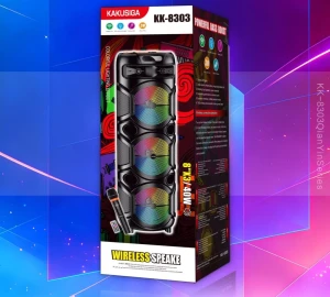 Boxă wireless cu lumină colorată kakusiga kk-8303 qianyin, neagră Thumbnail 2