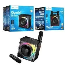 Boxă hoco ds78 deep rgb bt cu două microfoane wireless, neagră