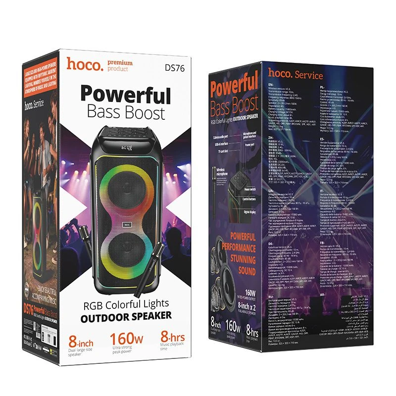 Boxă hoco ds76 magic 160w rgb bt cu două microfoane (ue) neagră 2
